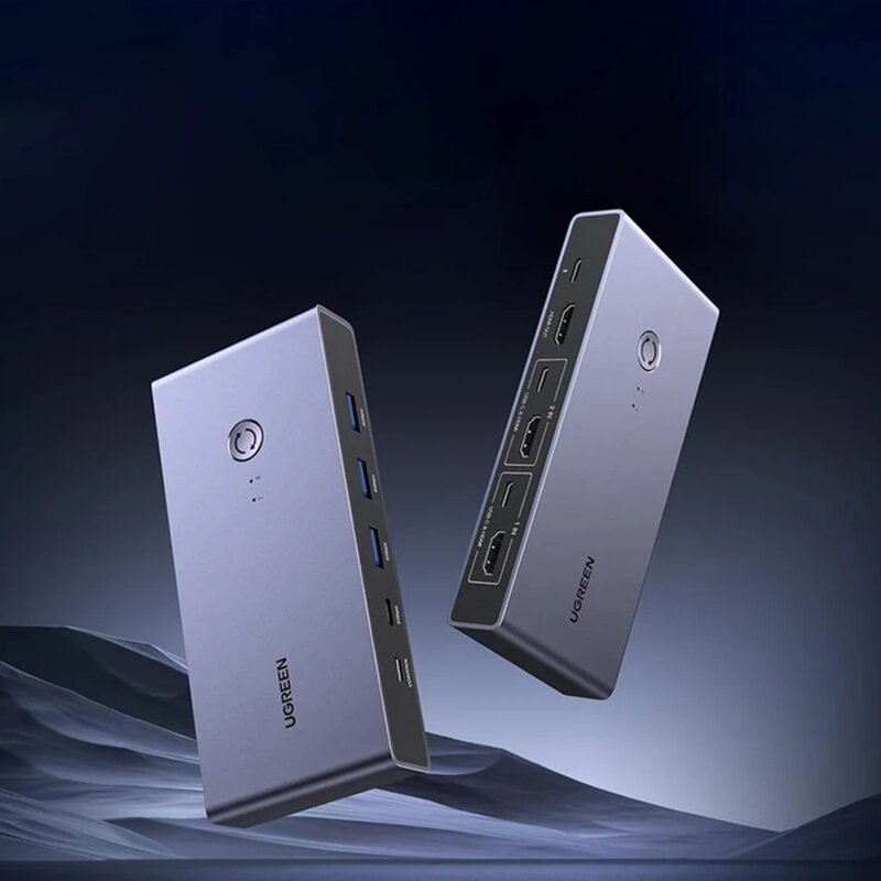 Switch HDMI 8K cu porturi USB, USB-C, suport 3D Ugreen, gri, 25961