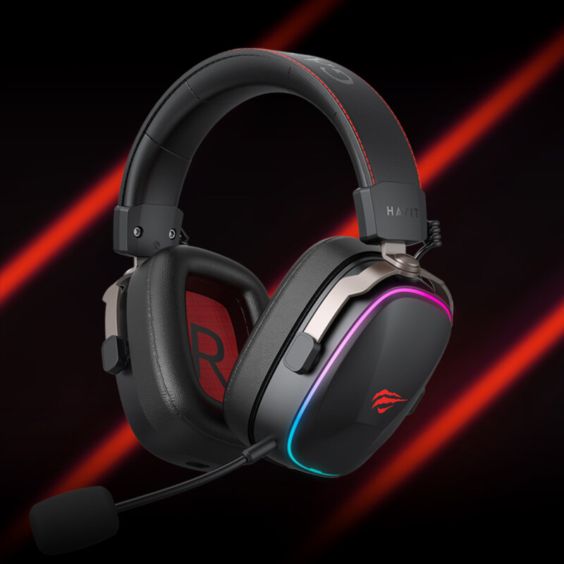 Casti gaming Bluetooth cu microfon, lumini Havit H2039BG, negru