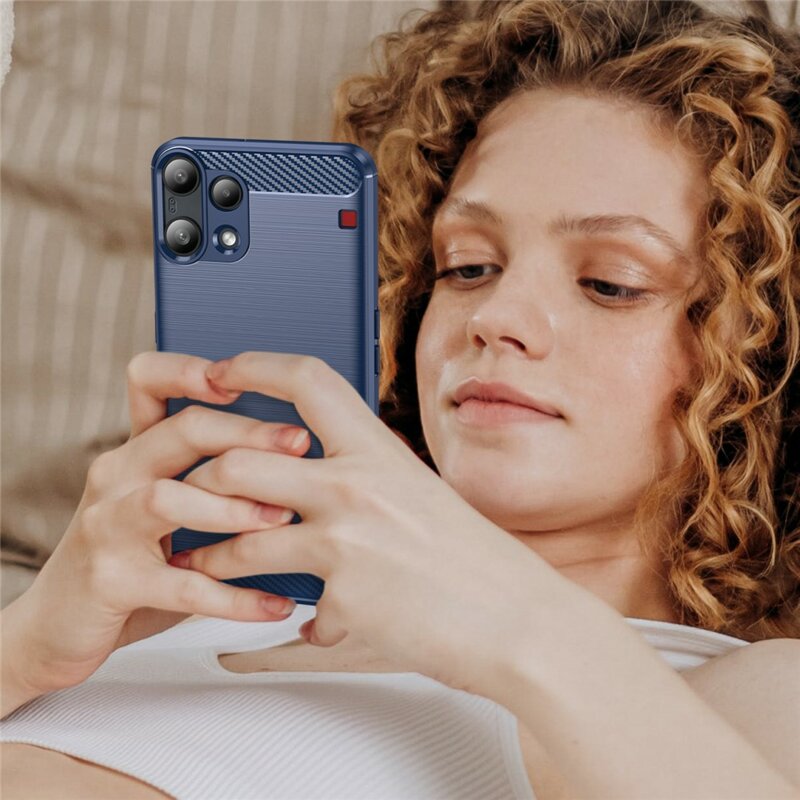 Husa Nothing Phone (3a) Lite Techsuit Carbon Silicone, albastru