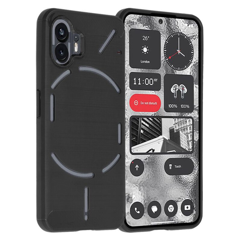 Husa Nothing Phone (2) Techsuit Carbon Silicone, negru