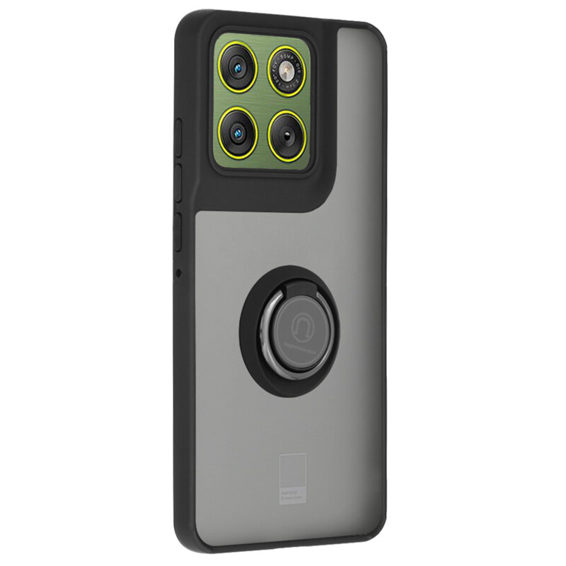 Husa Motorola Edge 70 Techsuit Glinth cu inel suport stand magnetic, negru