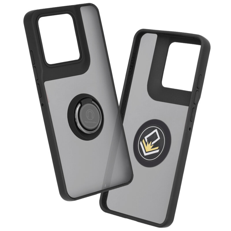Husa Motorola Edge 70 Techsuit Glinth cu inel suport stand magnetic, negru