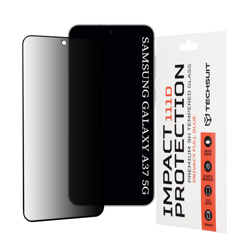 Folie sticla Samsung Galaxy A37 5G Techsuit 111D Privacy Full Glue, negru
