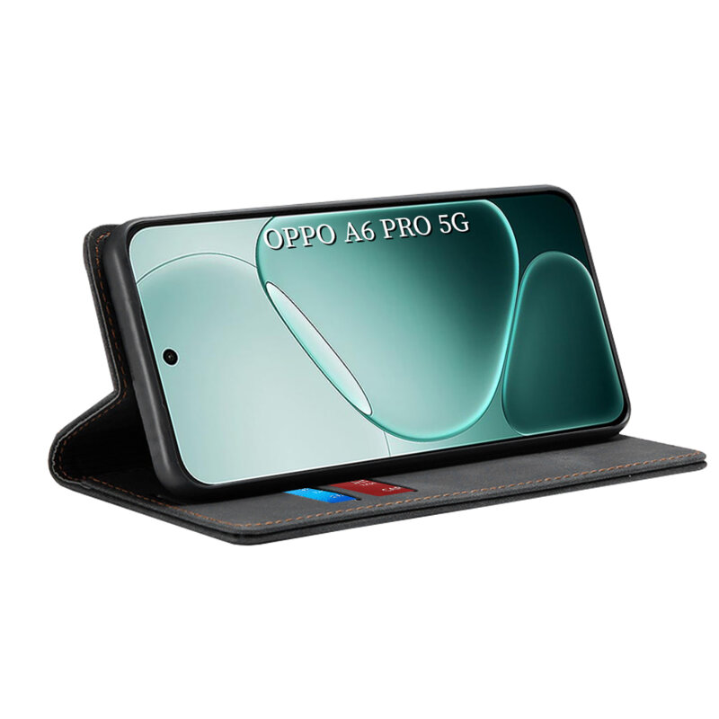 Husa piele Oppo A6 Pro 5G Techsuit Confy Cover, negru