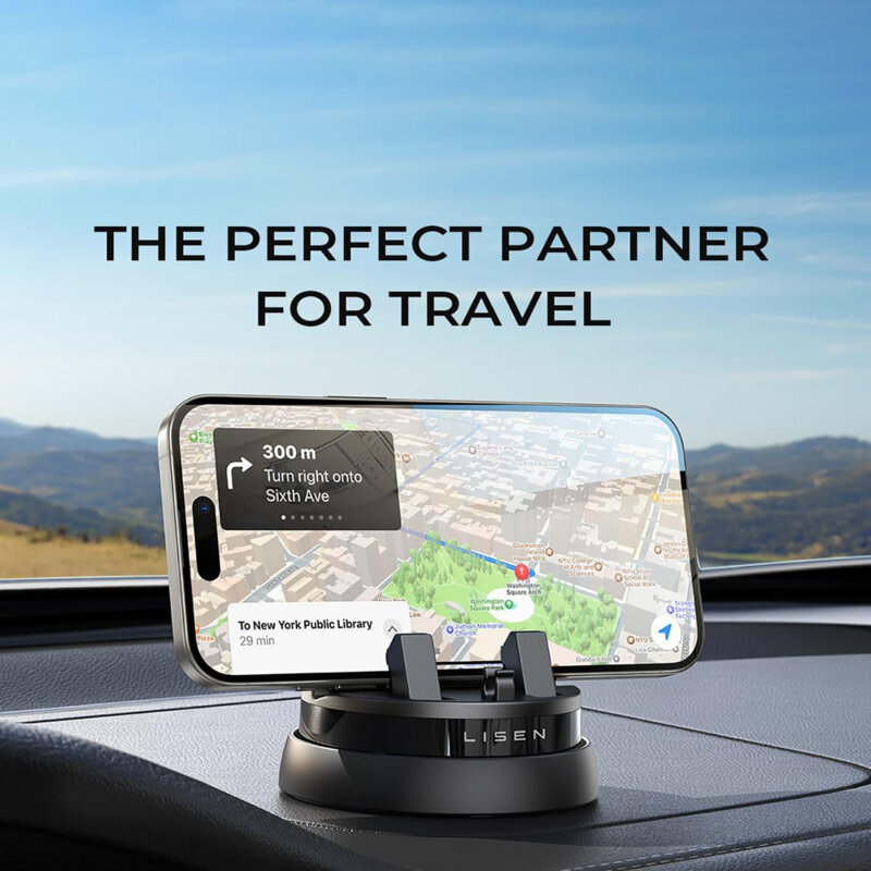 Suport auto pentru telefon, 360° Lisen, negru, YL0224060015