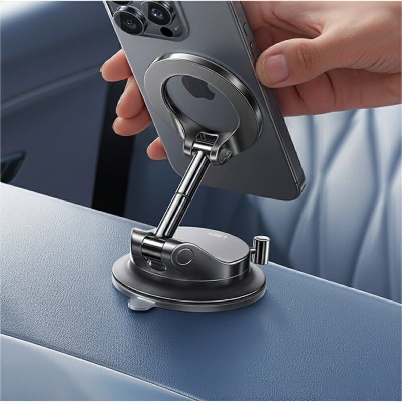 Suport auto de telefon cu magnet, pliabil Lisen, negru, A608
