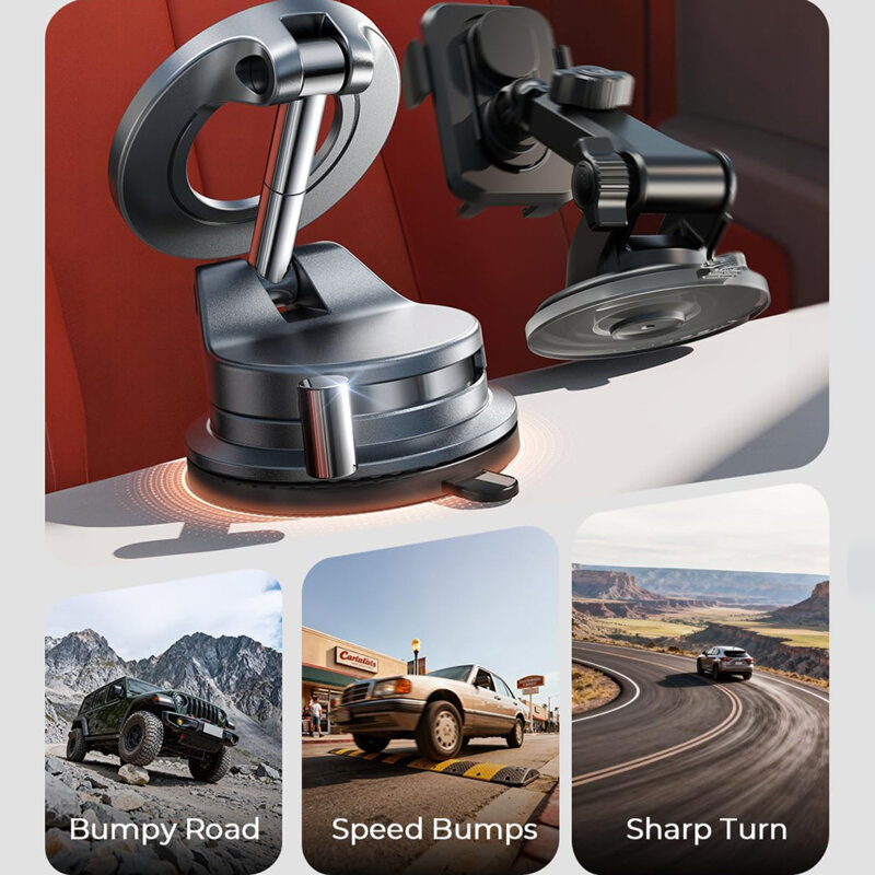 Suport auto de telefon cu magnet, pliabil Lisen, negru, A608