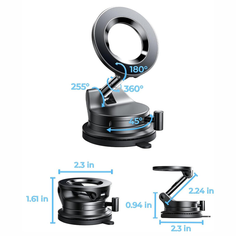 Suport auto de telefon cu magnet, pliabil Lisen, negru, A608