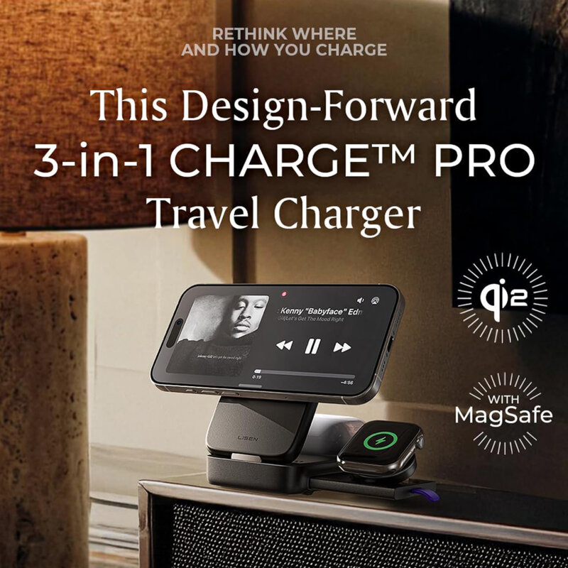 Incarcator wireless MagSafe 3in1 Qi2, 15W Lisen, YL0424120009