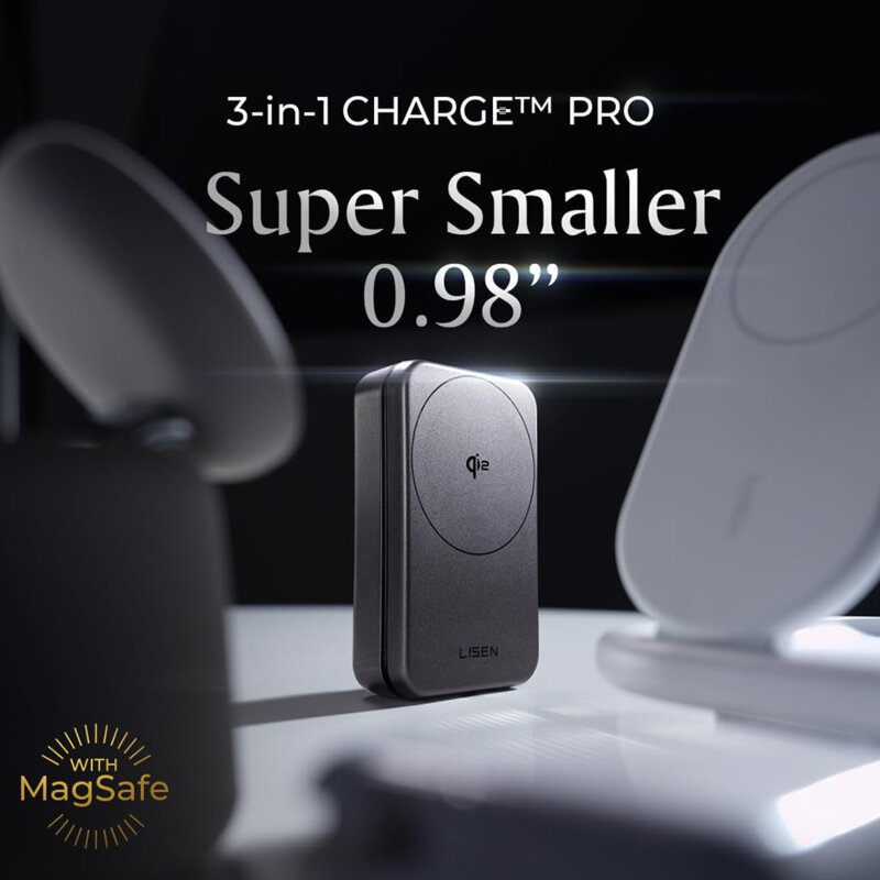 Incarcator wireless MagSafe 3in1 Qi2, 15W Lisen, YL0424120009