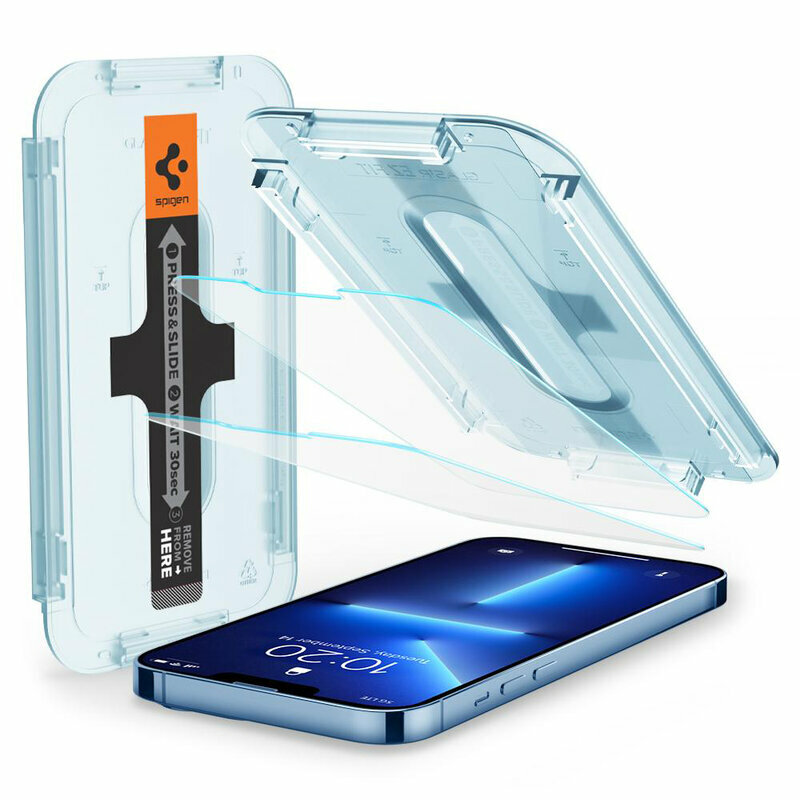 [Pachet 2x] Folie iPhone 13 Pro Spigen Glas.tR EZ Fit, transparenta