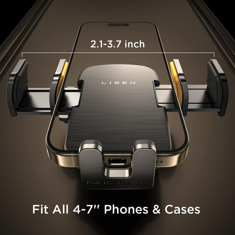 Suport auto telefon, prindere in grila ventilatie Lisen, negru