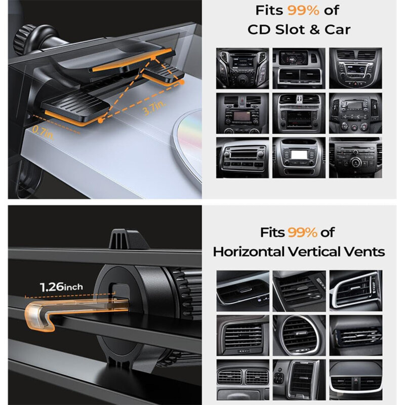 Suport auto telefon, prindere in grila ventilatie Lisen, negru