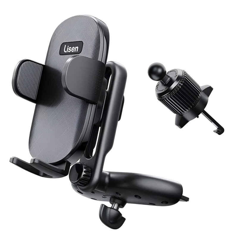 Suport auto telefon, prindere in grila ventilatie Lisen, negru