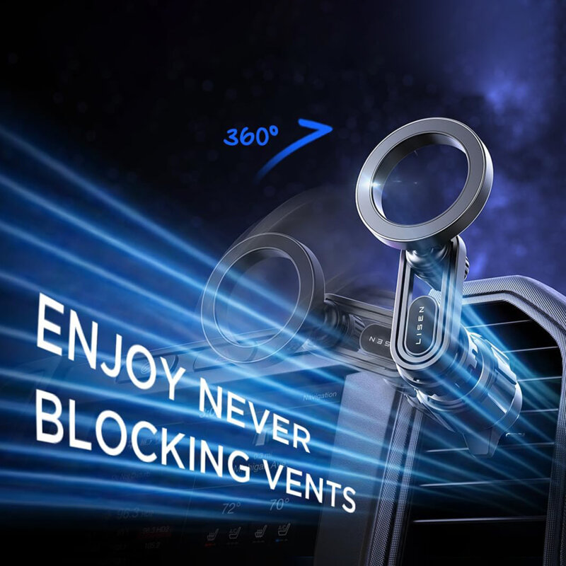 Suport telefon auto magnetic, ajustabil Lisen, negru