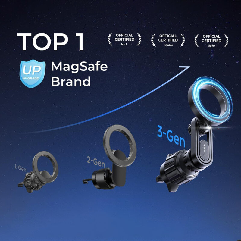 Suport telefon auto magnetic, ajustabil Lisen, negru