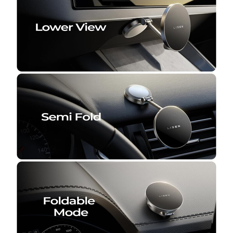 Suport auto minimalist cu incarcare wireless Lisen, 15W, negru
