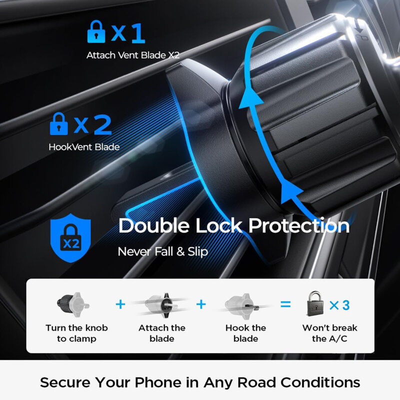 Suport auto Magsafe pentru grila de ventilatie Lisen, 15W