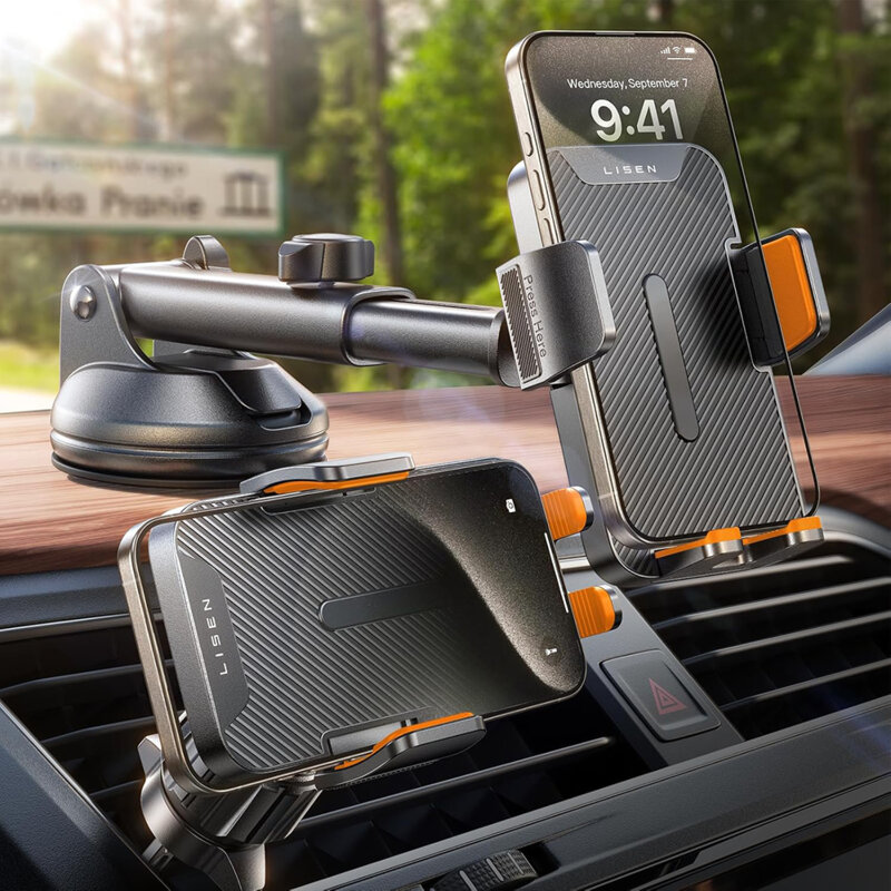 Suport telefon auto universal, telescopic Lisen, 2E781, negru