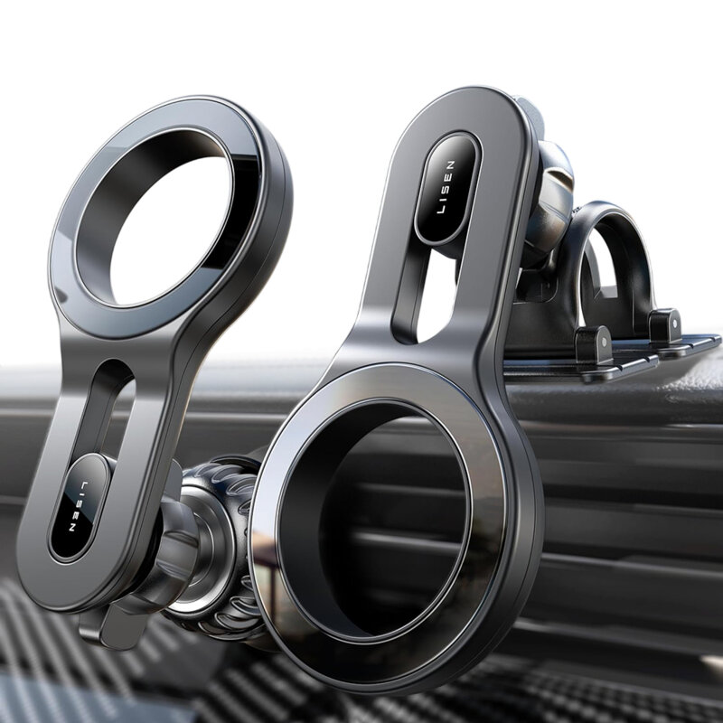 Suport de telefon auto magnetic Lisen, rotativ 360°, negru