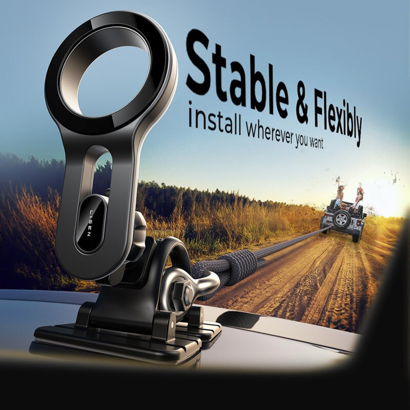 Suport de telefon auto magnetic Lisen, rotativ 360°, negru