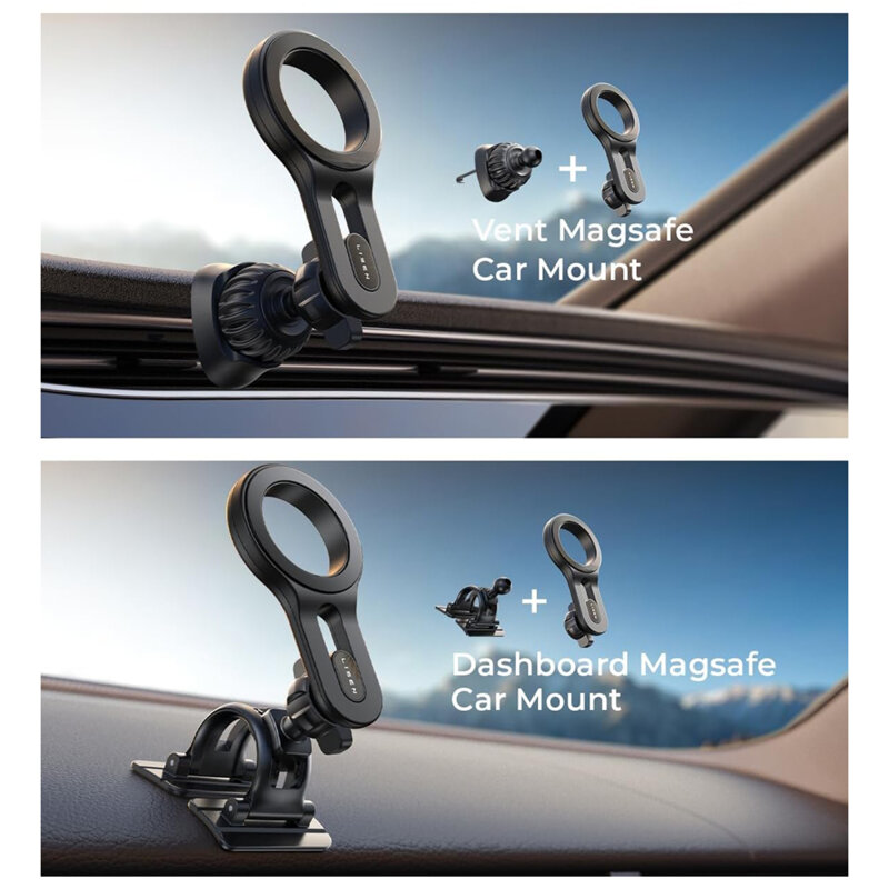 Suport de telefon auto magnetic Lisen, rotativ 360°, negru