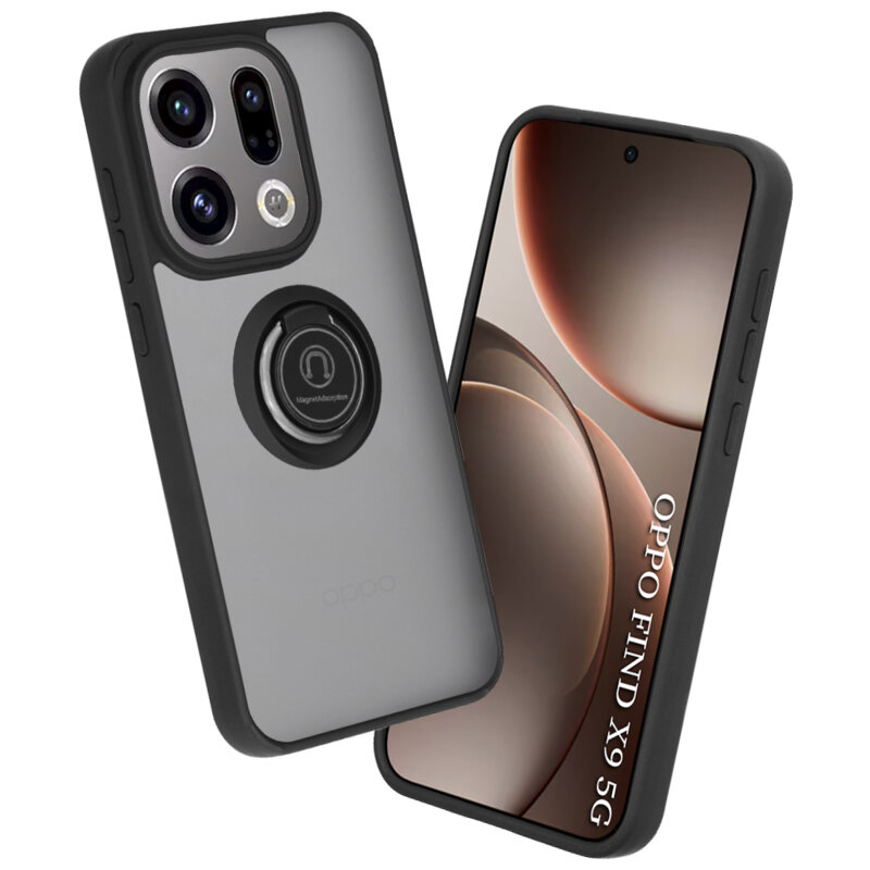 Husa Oppo Find X9 Techsuit Glinth cu inel suport stand magnetic, negru