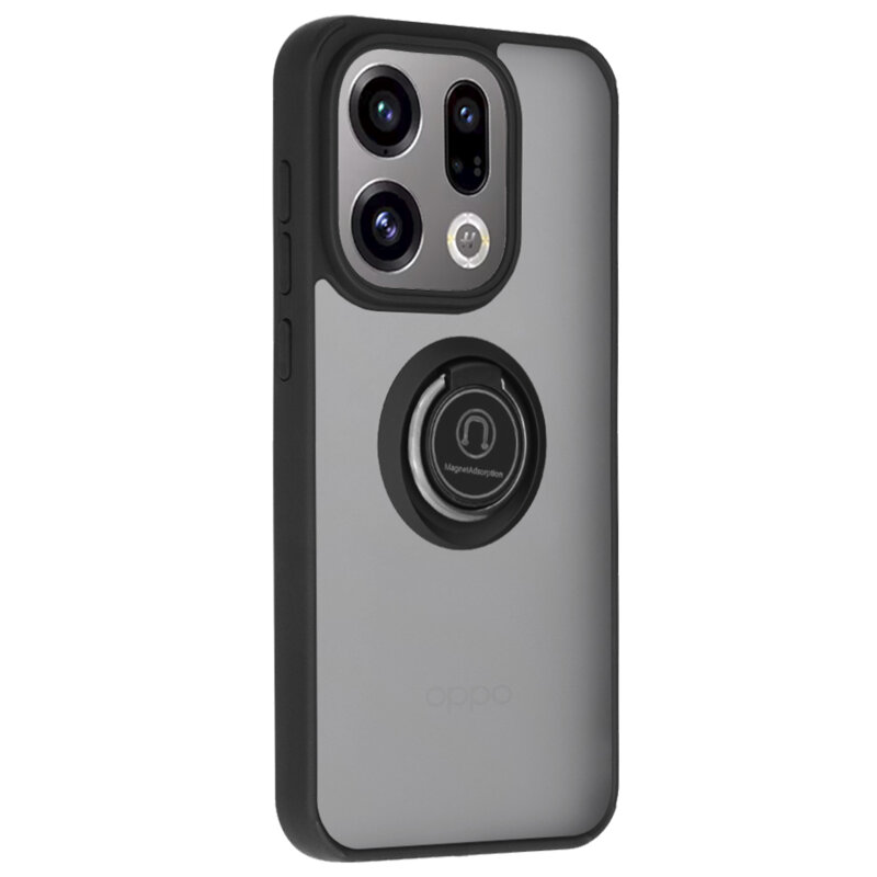 Husa Oppo Find X9 Techsuit Glinth cu inel suport stand magnetic, negru