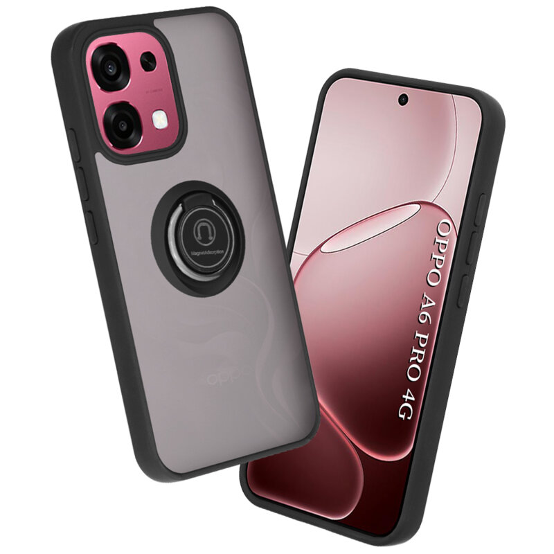 Husa Oppo A6 Pro 4G Techsuit Glinth cu inel suport stand magnetic, negru