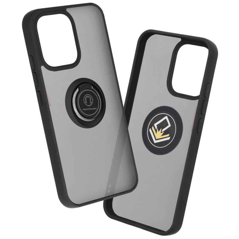 Husa Oppo A6 Pro 5G Techsuit Glinth cu inel suport stand magnetic, negru