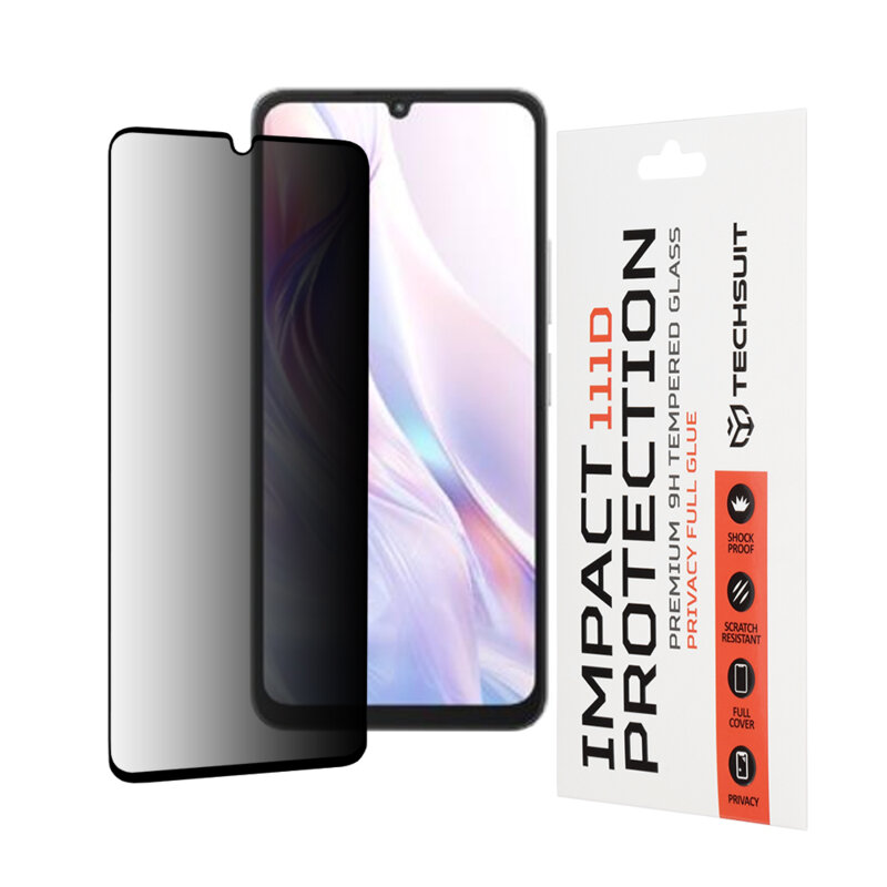 Folie sticla Xiaomi Redmi 13C 5G Techsuit 111D Privacy Full Glue, negru