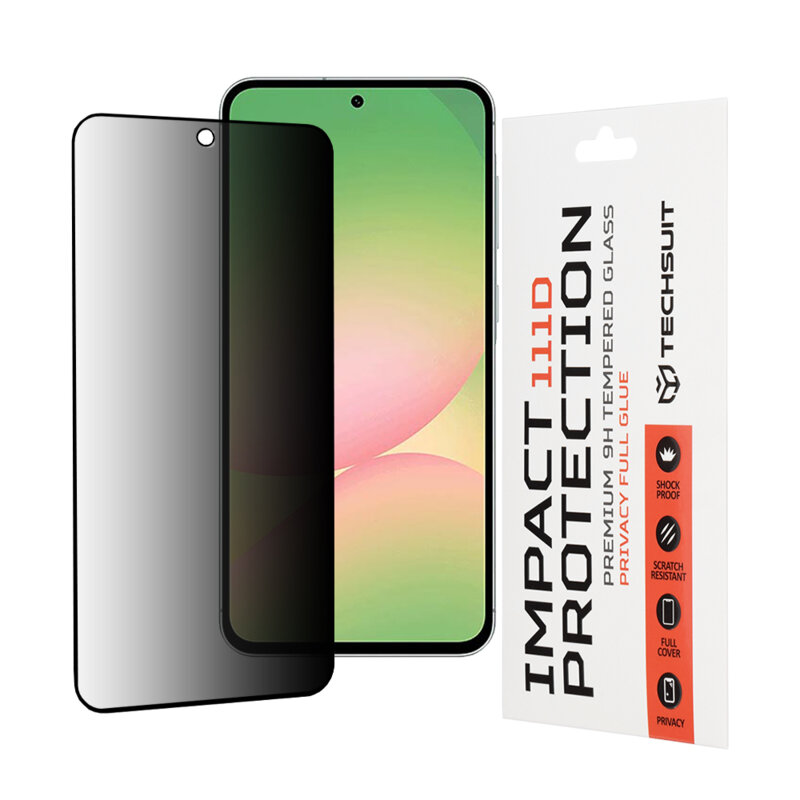 Folie sticla Samsung Galaxy A56 5G Techsuit 111D Privacy Full Glue, negru