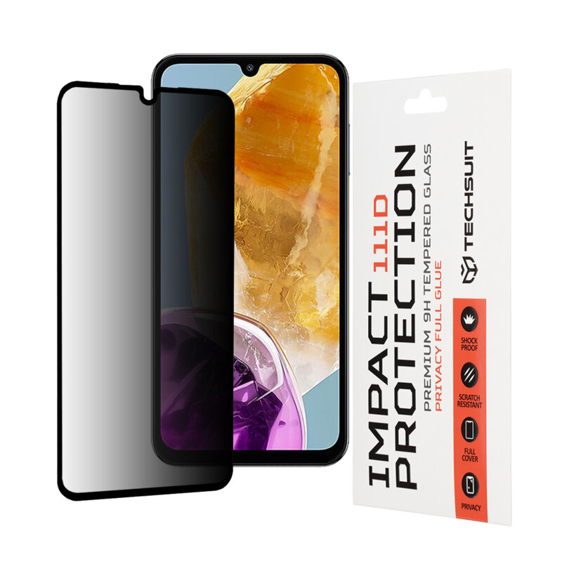 Folie sticla Samsung Galaxy M15 Techsuit 111D Privacy Full Glue, negru