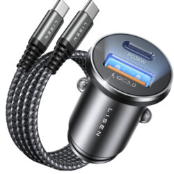 Incarcator auto USB, Type-C cu cablu USB-C Lisen, YL0223080047
