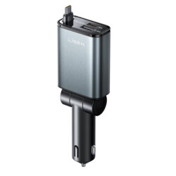 Incarcator auto cu cablu retractabil Lisen, 57W, negru