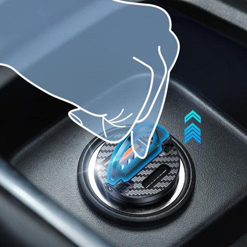 Incarcator auto USB, Type-C cu inel Lisen, PD30W, negru