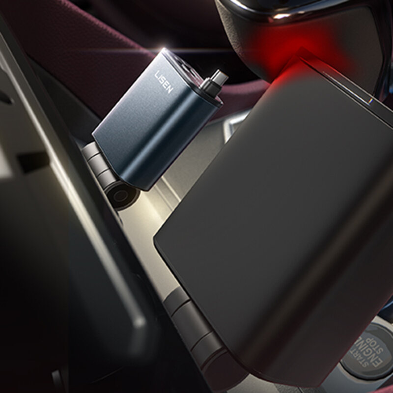 Incarcator auto cu cablu retractabil Lisen, 57W, negru