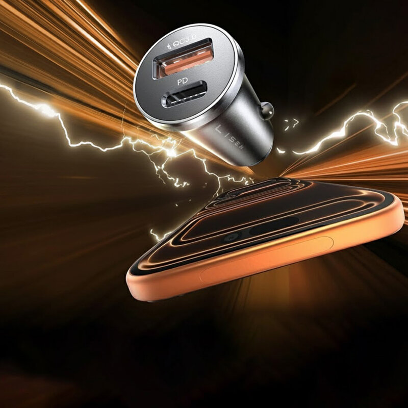 Incarcator auto USB, Type-C cu cablu USB-C Lisen, YL0223080047