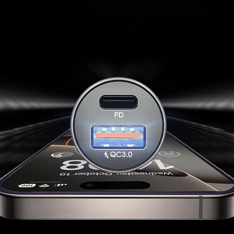 Incarcator auto USB, Type-C cu cablu USB-C Lisen, YL0223080047