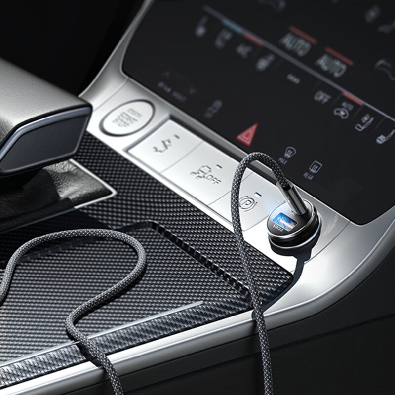 Incarcator auto Fast Charge cu cablu Type-C Lisen, PD65W, argintiu