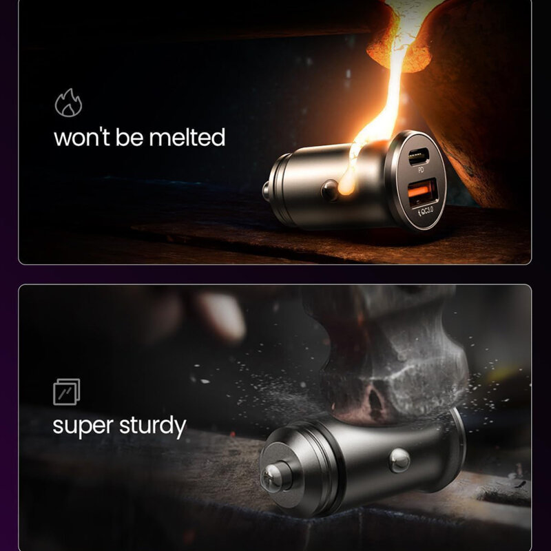 [Pachet 2x] Incarcator auto cu porturi USB, Type-C Lisen, PD36W