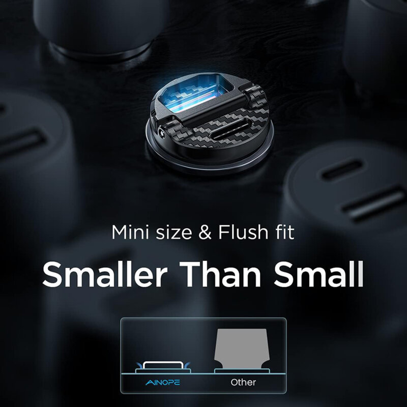 Incarcator auto USB, Type-C cu inel Lisen, PD30W, negru