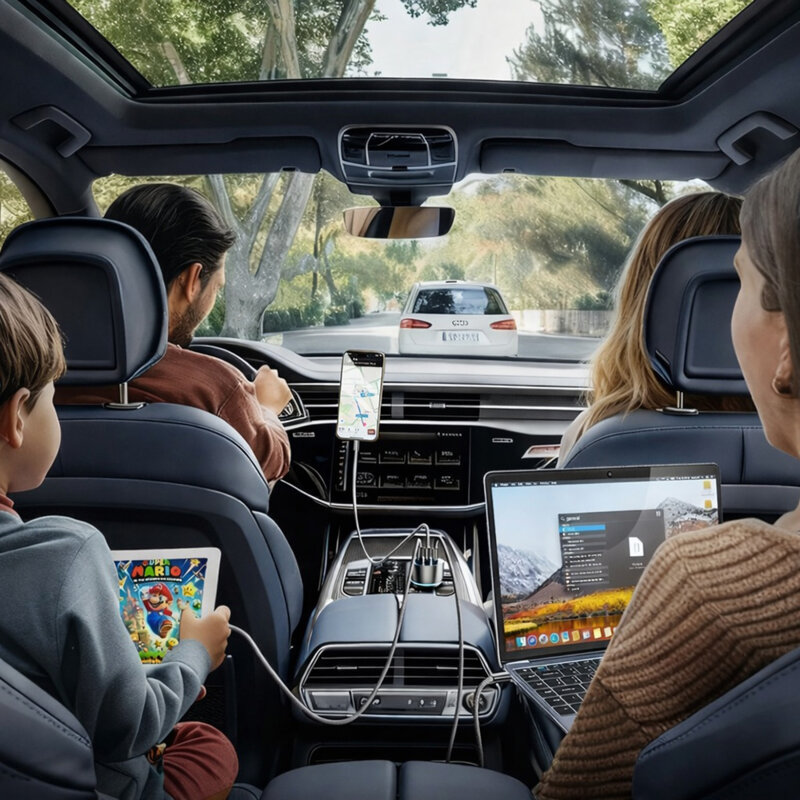 Incarcator auto Fast Charge 170W cu cablu tip C Lisen, USB, Type-C, 2m