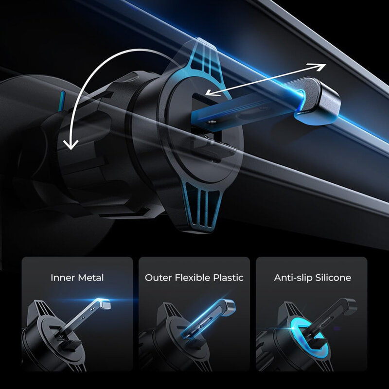 Suport telefon auto cu incarcare wireless Lisen, 15W, negru