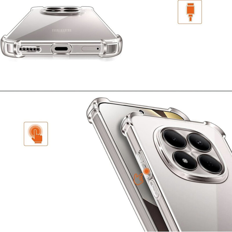 Husa Xiaomi Redmi Note 15 Pro 5G Techsuit Shockproof Clear Silicone, transparenta