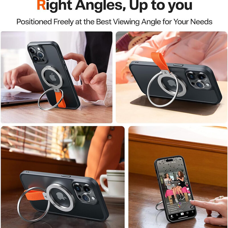 Inel magnetic 360°, suport telefon Torras Ostand, argintiu