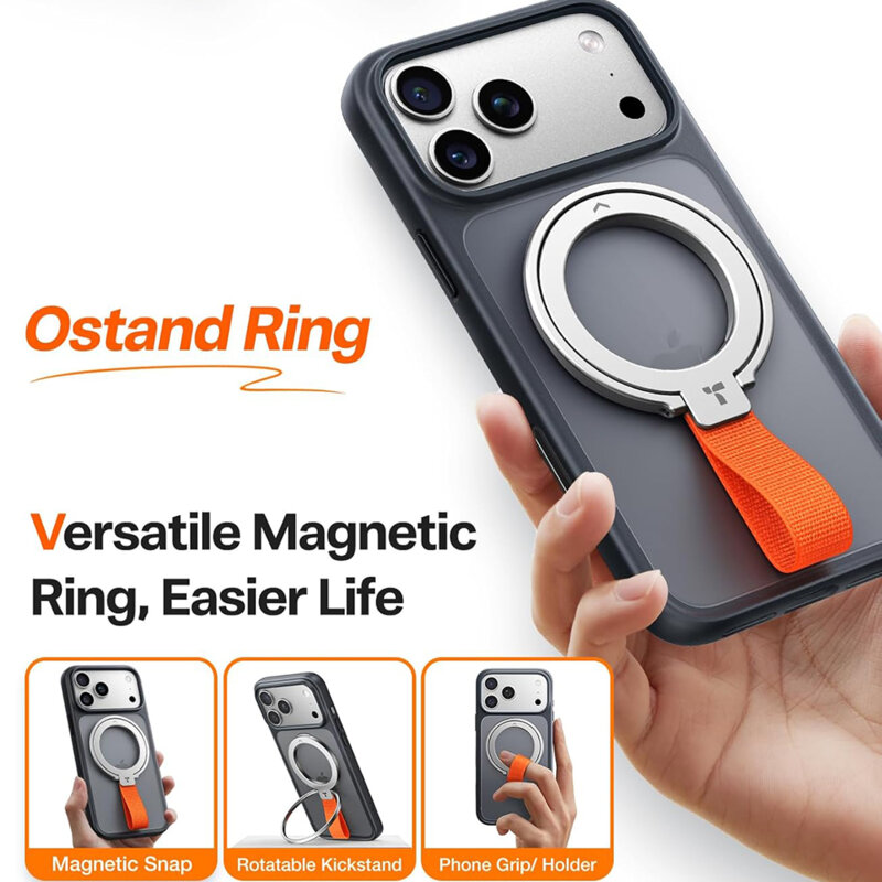 Inel magnetic 360°, suport telefon Torras Ostand, argintiu