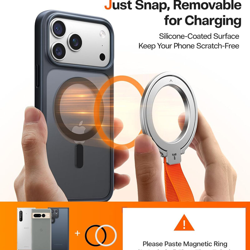 Inel magnetic 360°, suport telefon Torras Ostand, albastru