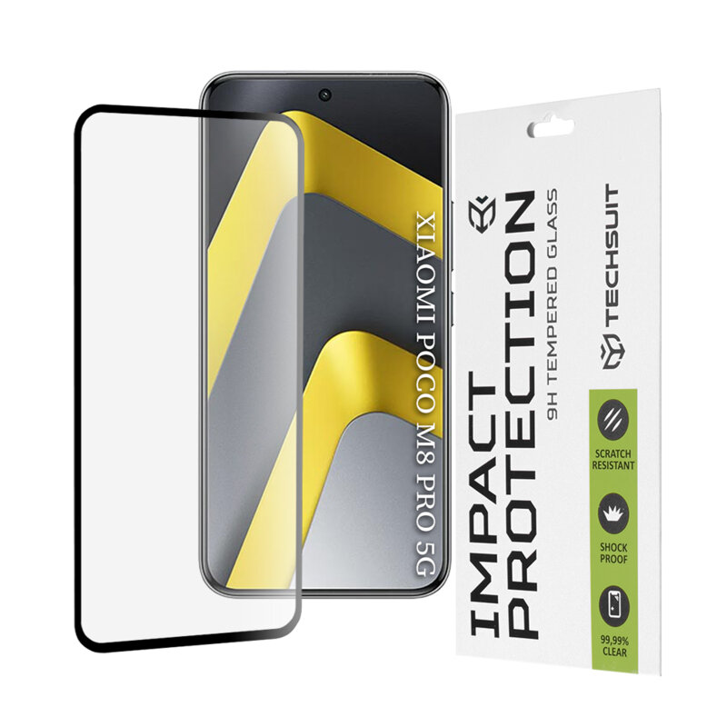 Folie sticla Xiaomi Poco M8 Pro 5G Techsuit 111D Full Glue Full Cover, negru