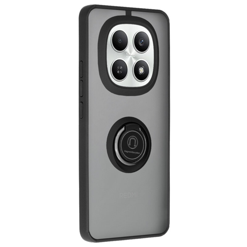 Husa Xiaomi Redmi Note 15 4G Techsuit Glinth cu inel suport stand magnetic, negru